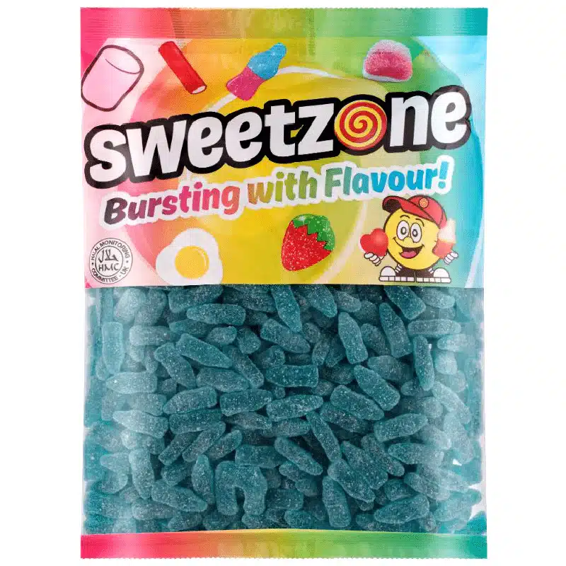 sweetzone bag fizzy blue raspberry bottles 1kg 899018